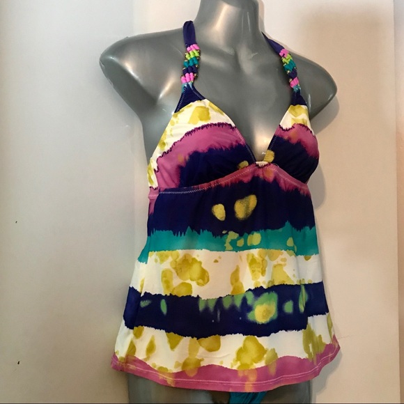 Tankini Top only ABS by Allen Schwartz Swimwear Multicoloured Size 6 - Picture 2 of 12
